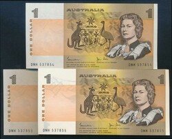 1982 $1 Johnston/Stone R78 bundle of 100, serials 'DNH 537854'-'953', ...