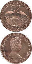 1973 $50 gold (15.7g 0.500) Independence Day KM 48, rev. two ...