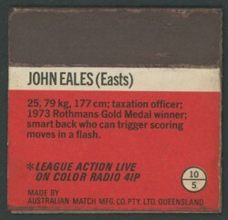 Collection 1975-98 including 1975 Australian Safety Matches 'QRL ...