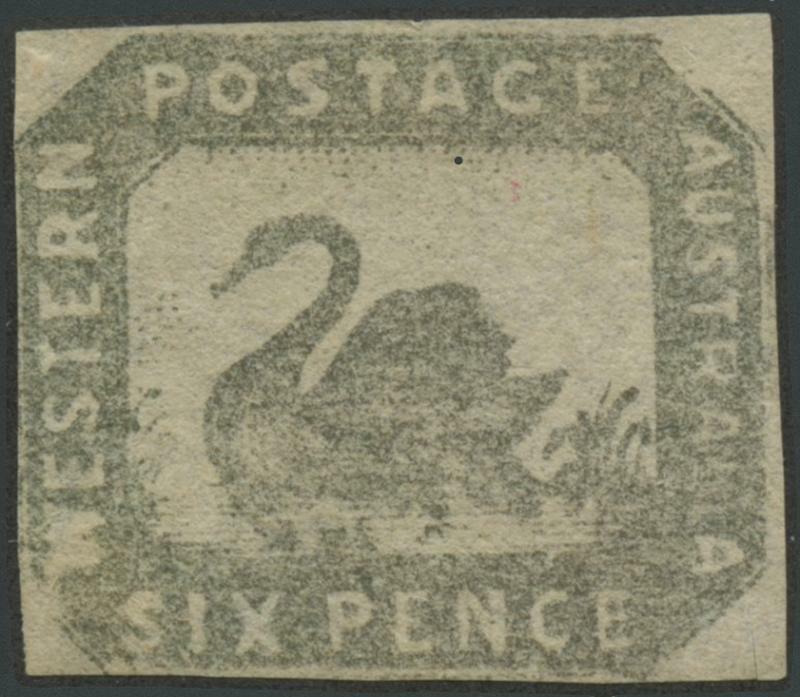 1857-59 Hillman Lithographs Imperforate 6d grey-black SG 19, close ...