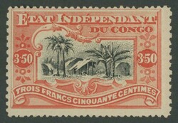 INDEPENDENT STATE OF THE CONGO: 1898 Pictorials 3f50c Village black & ...