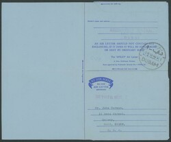 AEROGRAMMES: 1965 usage of British-pattern Apsley formular Air Letter ...
