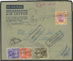 1955 (Dec 30) usage of Formular Aerogramme to France with Selangor ...