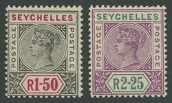 1897-1900 QV Keyplates New Colours & Values 2c to 2r25c set SG 28-36, ...