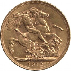1912M KGV St George reverse, Marsh 230, Spink 3999, Die Crack from ...