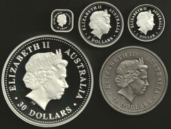 Silver Kookaburra Kilo Collection 2002 comprising (0.999) $30 1 kilo, ...