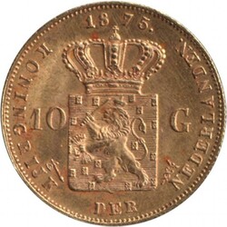 1875 William III 10 guilder gold (6.73g 0.900) KM 105, Uncirculated