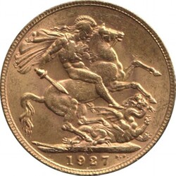 SOVEREIGN: 1927 KGV St George reverse, Marsh 291, gVF. Automatisch ...