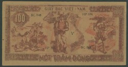 1948 100 dong brown-purple Pick 28a Without Watermark, serial 'BG 048 ...