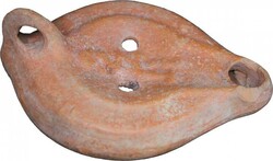 Terracotta Roman Oil Lamp, 2nd century BC, decorated with figure of a ...