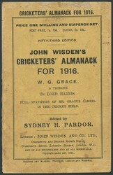 Wisden Cricketers Almanack for 1916, with original wrappers, ...