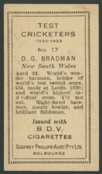 1932 Godfrey Phillips 'Test Cricketers 1932-1933' with BDV Cigarettes ...
