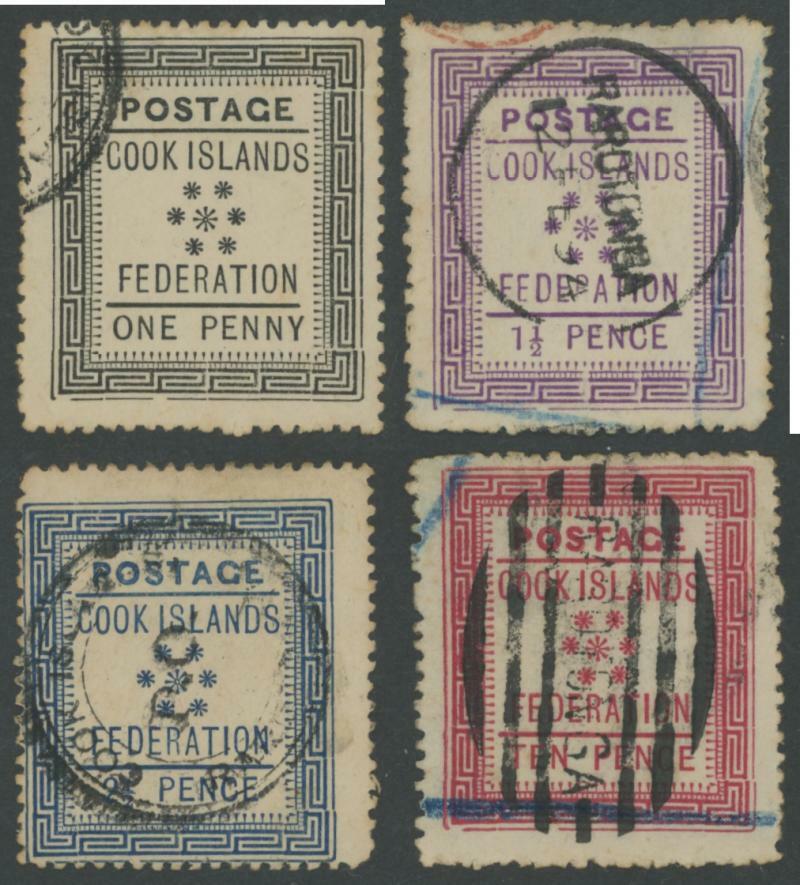 1892 Federation 1d to 10d set SG 1-4, most with above-average ...