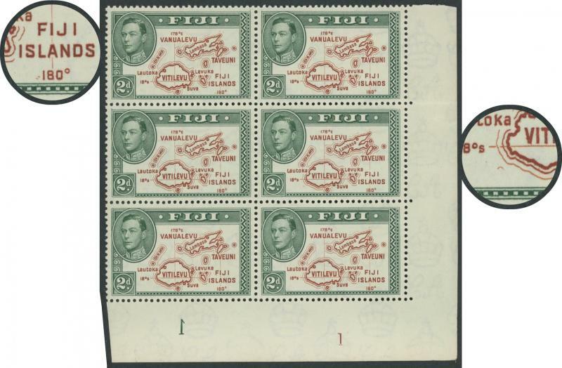 1938-55 KGVI Pictorials Map 2d brown &amp; green Die II SG 254 block ...