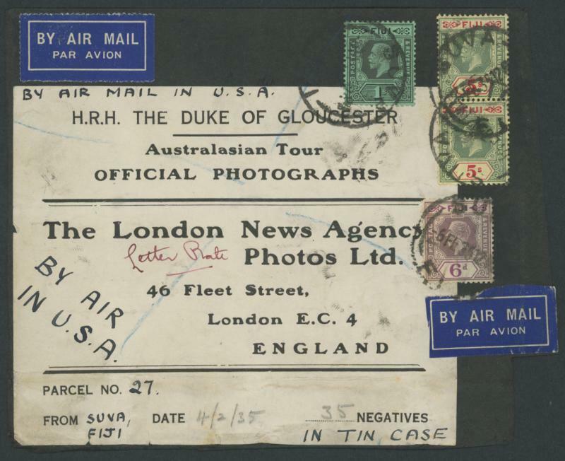 POSTAL HISTORY: (Feb 6) large piece with London News Agency 'HRH THE ...
