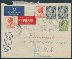 1952 (Apr 3) registered express airmail cover to East Germany from ...