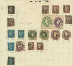 Small collection on old-time leaves including 1840 Penny Black ...