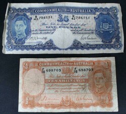 KGVI-QEII 10/- to £10 in box comprising KGVI 10/- 1939 ...