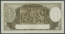 1934 KGV 10/- Riddle/Sheehan 'HALF SOVEREIGN' in red on three borders ...