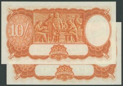 1952 KGVI 10/- Coombs/Wilson R15 pair serials 'B/8 587744'-'745', ...