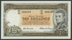 1954 10/- Coombs/Wilson group with Commonwealth Bank R16 prefix ...