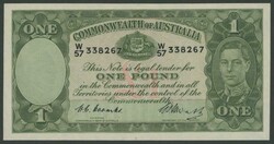 1949 KGVI £1 Coombs/Watt R31 serial 'W/57 338267', Uncirculated, Cat ...