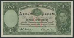 1952 KGVI £1 Coombs/Wilson R32 serial 'X/54 255248', fresh ...