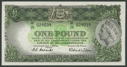 1953 QEII £1 Coombs/Wilson Commonwealth Bank R33 serial 'HF/26 ...