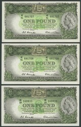 1953 £1 Coombs/Wilson group with Commonwealth Bank R17 x3 including ...