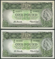 1953 £1 Coombs/Wilson group with Commonwealth Bank R17 x3 including ...