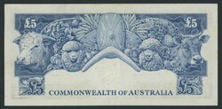 1961 £5 Coombs/Wilson Reserve Bank R50 serial 'TC/53 967141', light ...