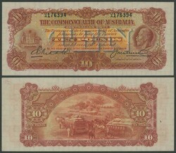 1927 KGV £10 Riddle/Heathershaw R55L Last Prefix serial 'U/4 176394' ...