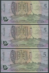 Remainder group comprising 1992 $5 Fraser/Cole R214 consecutive run ...