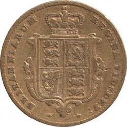 HALF-SOVEREIGN: 1857 QV Young Head Shield reverse, Marsh 431 (rated ...