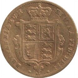 HALF-SOVEREIGN: 1871 QV Young Head Shield reverse, Die '20' (not ...