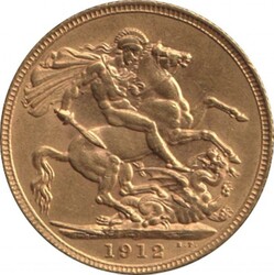 SOVEREIGN: 1912 KGV St George reverse, Marsh 214, Spink 3996, ...