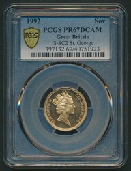 SOVEREIGN: 1992 Proof QEII Third Bust St George reverse, Marsh 313K, ...