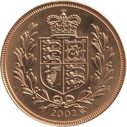 SOVEREIGN: 2002 QEII Fourth Bust Coat of Arms Shield reverse, Marsh ...