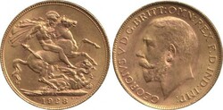 SOVEREIGN: 1928 KGV St George reverse, Marsh 292, Spink 4004, aUnc