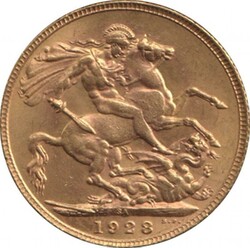 SOVEREIGN: 1928 KGV St George reverse, Marsh 292, Spink 4004, aUnc