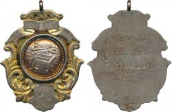9ct gold fob decorated with boxing match on front & engraved "NSW ...