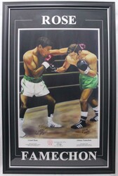 Lionel Rose & Johnny Famechon both signatures on poster by Vincent ...