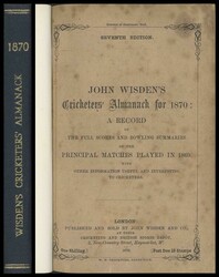 Wisden Cricketers Almanack for 1870 (7th Year), with original paper ...