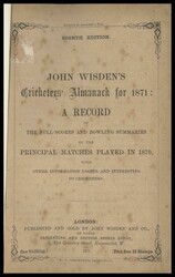 Wisden Cricketers Almanack for 1871 (8th Year), with original paper ...