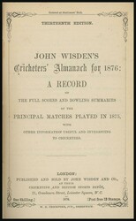 Wisden Cricketers Almanack for 1876 (13th Year), with original paper ...