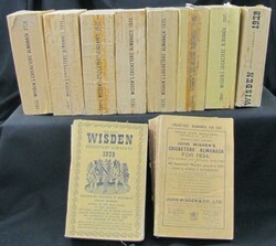 Wisden Cricketers Almanack for 1930-1939, all with original wrappers, ...
