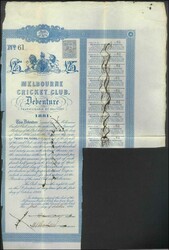 Melbourne Cricket Club 'Melbourne Cricket Club £25 Debenture 1881' ...