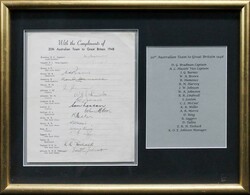 1948 Australian Team official team sheet with 17 signatures - Don ...