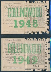 COLLINGWOOD: Member's Season Tickets for 1948 & 1949, each with ...