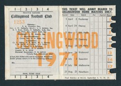 COLLINGWOOD: Member's Season Tickets for 1970 to 1988, each with ...